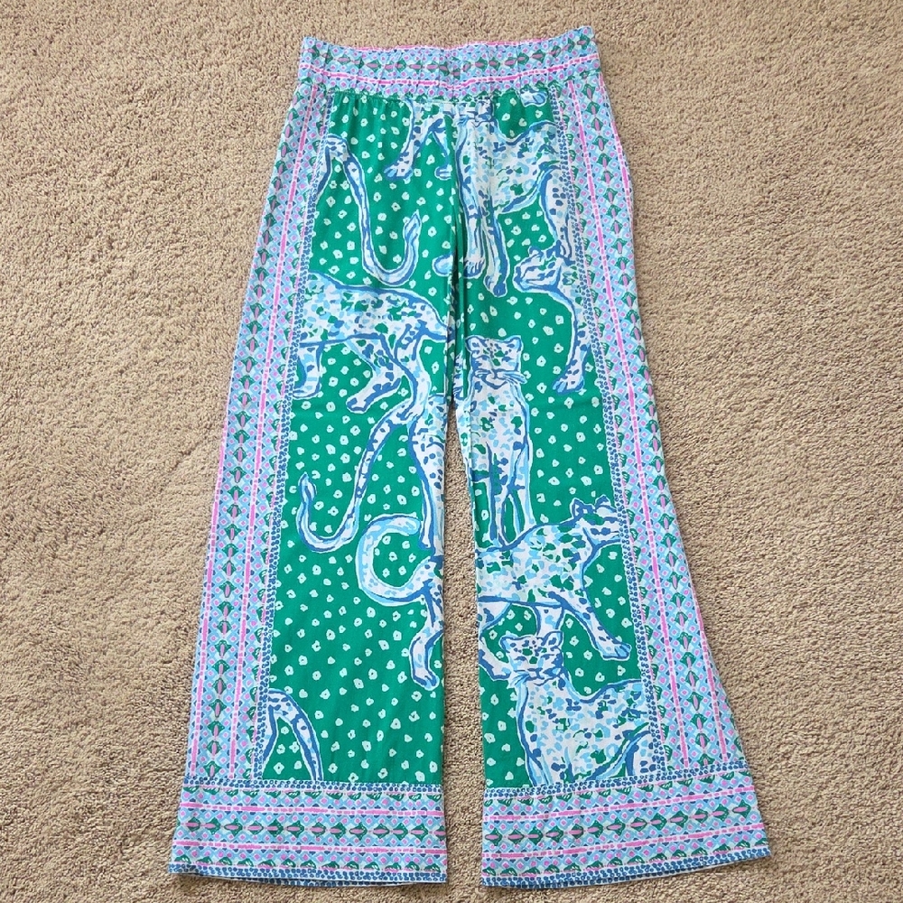 Lilly Pulitzer Bal Harbor Palazzo Pants Emerald Green On The Prowl